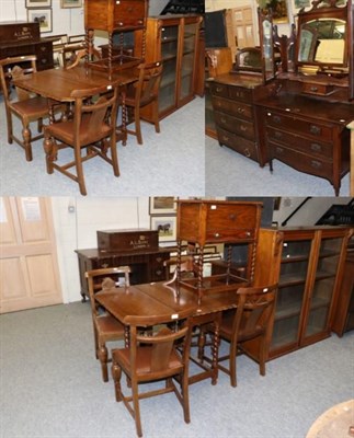 Lot 1044 - A late Victorian dressing chest with barley twist legs; a small barley twist table; a set of...