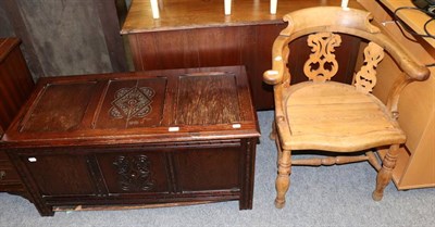 Lot 1057 - A 19th century armchair with solid seat and a blanket box