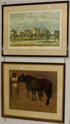 Lot 1091 - After Sir Alfred J. Munnings, ";Warren Hill, Newmarket"; reproduction print signed in pencil to the