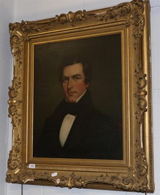 Lot 1092 - English School, portrait of a gentleman, oil on canvas, in a gilt frame