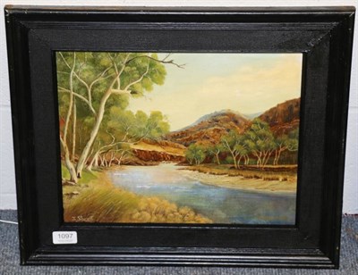 Lot 1097 - J Stewart (20th century) Ormiston Gorge, oil on board, signed