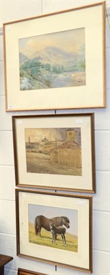 Lot 1107 - Denys Wells, ";Segovia";, watercolour, together with a watercolour of the Lake District and a...