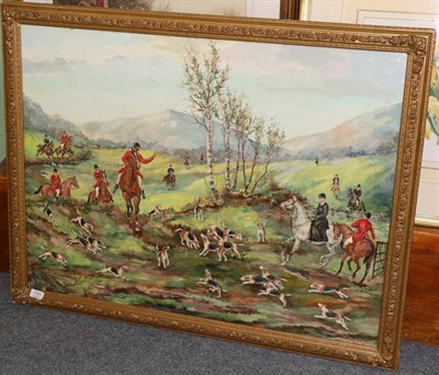 Lot 1121 - T W Blackett, Hunting scene, oil on board