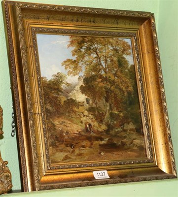 Lot 1127 - George Hickin (fl.1858 - 1877) ";At Roe near Conway, North Wales";, signed and dated 1849, oil...