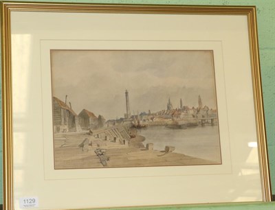 Lot 1129 - H.B** (19th century) ";Calais Harbour";, watercolour