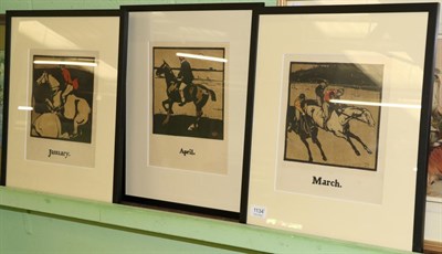 Lot 1134 - William Nicholson ";January"; lithograph print; together with ";March"; and ";April"; by the...