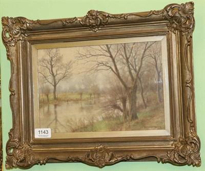 Lot 1143 - Erich Kubierschky (German 1854-1944) River landscape, pastel, signed and dated '21, lower...