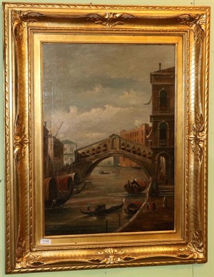 Lot 1145 - F** Guarana?, The Rialto Bridge, after Canaletto, signed, oil on canvas