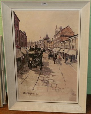 Lot 1169 - Margaret Chapman (1940-2000) ";The Eight O'Clock Horse Bus, Bolton"; (1972) Signed, with...