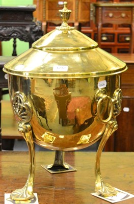 Lot 1212 - An Art Nouveau brass twin handled coal bin