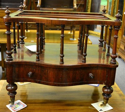 Lot 1215 - A rosewood three division Canterbury with single drawer