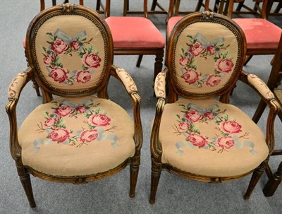 Lot 1229 - A pair of Continental tapestry upholstered armchairs