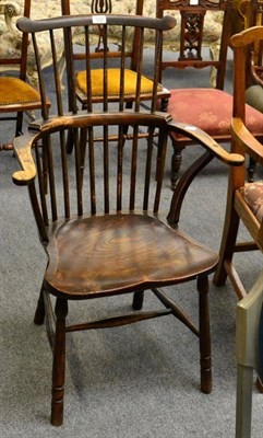 Lot 1236 - A set of six Georgian style oak dining chairs including two carvers, each with yoke crest rail