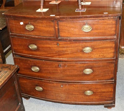 Lot 1248 - A 19th century mahogany bow front four height chest of drawers