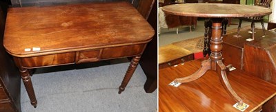 Lot 1250 - A George III tilt-top tripod table and a 19th century fold-over tea table (2)