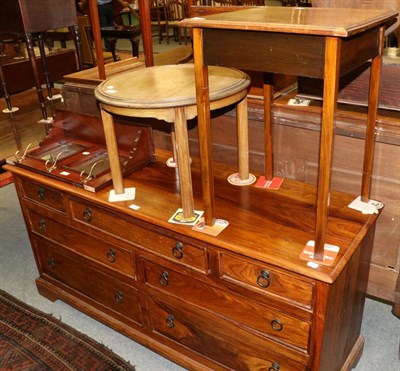 Lot 1259 - Modern sideboard; together with two occasional tables and a mirrored hall rack (4)