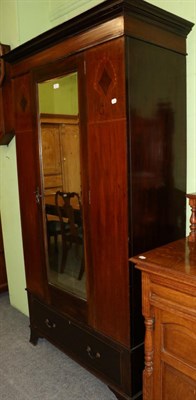 Lot 1271 - Edwardian inlaid mahogany mirror fronted wardrobe