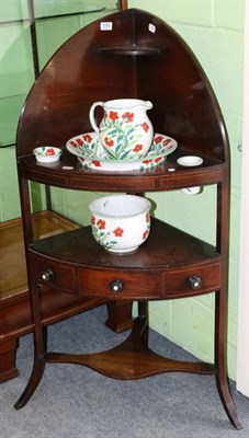 Lot 1282 - George III mahogany corner washstand; together with a group of Maling toilet wares