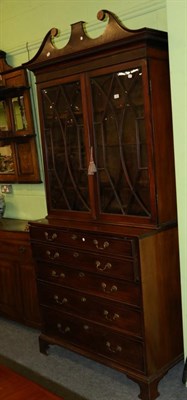 Lot 1284 - George III mahogany secretaire bookcase