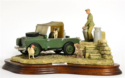 Lot 6 - Border Fine Arts 'Putting Out The Milk' (Landrover), model No. JH66 by Ray Ayres, limited...