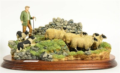 Lot 7 - Border Fine Arts 'The Crossing' (Shepherd, Sheep and Collie), model No. B0013 by Ray Ayres, limited