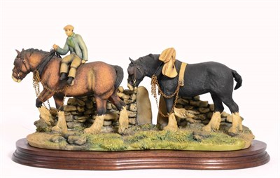 Lot 27 - Border Fine Arts 'Coming Home' (Two Heavy Horses), model No. JH9A by Judy Boyt, on wood base