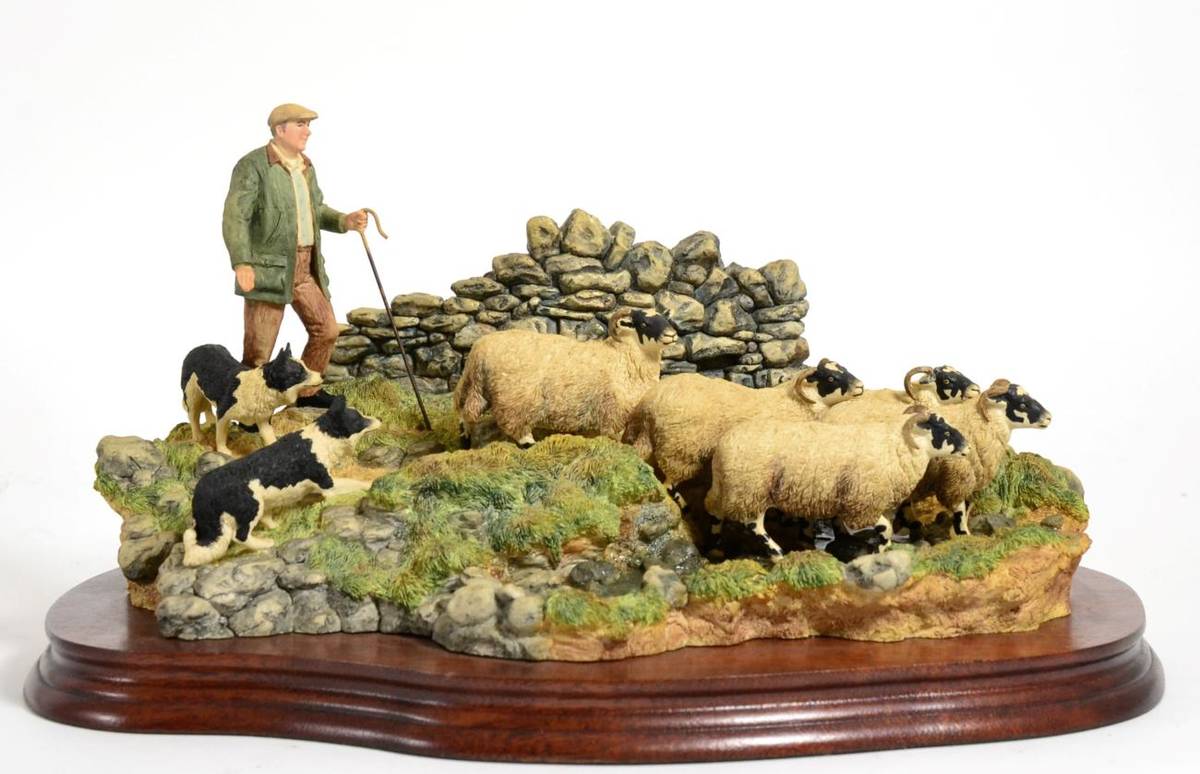Lot 28 - Border Fine Arts 'The Crossing' (Shepherd, Sheep and Collie), model No. B0013 by Ray Ayres, limited