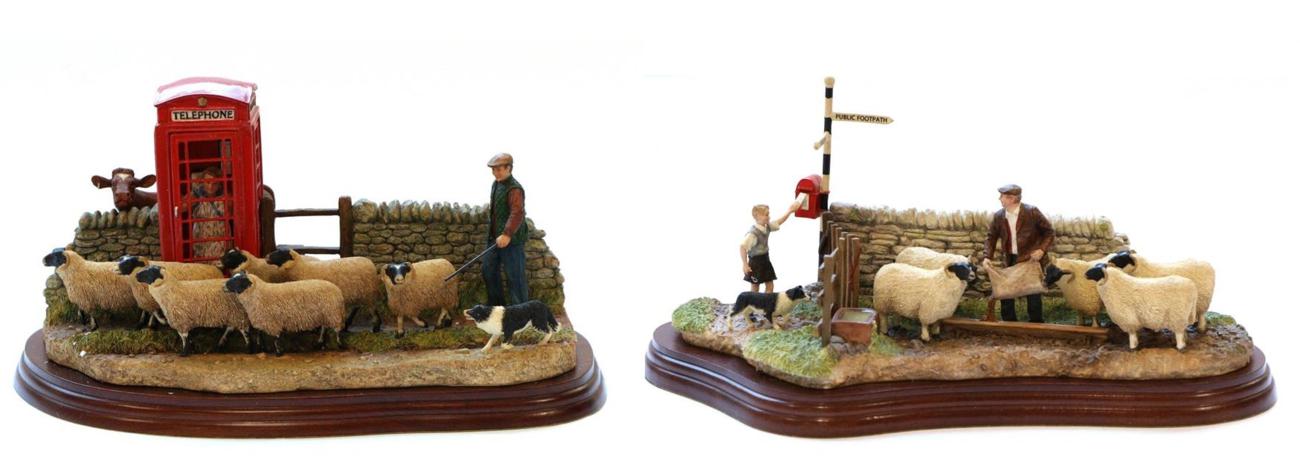 Lot 35 - Border Fine Arts Studio Models 'Right Of Way' (Blackie Ewes and Border Collie), model No. A6026 and