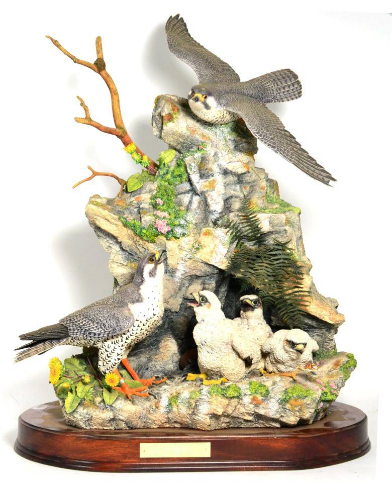 Lot 38 - Border Fine Arts 'Call of the Falcon', (Peregrine Falcon and Chicks), model No. L162 by Ray...