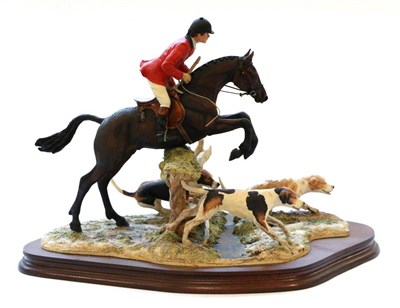 Lot 41 - Border Fine Arts 'Halloa Away' (Jumping Huntsman and three Hounds), model No. L104 by Anne...