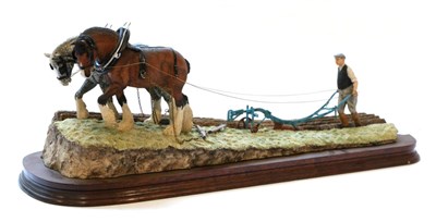 Lot 56 - Border Fine Arts 'Stout Hearts' (Ploughing Scene), model No. JH34 by Ray Ayres, on wood base