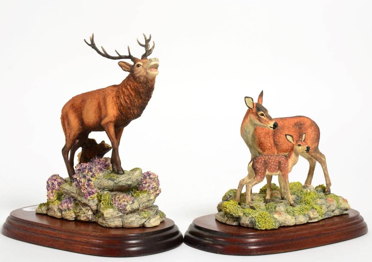 Lot 74 - Border Fine Arts 'Red Stag' (Style Two), model No. 151 by David Walton, on wood base and 'Red...
