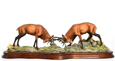 Lot 84 - Border Fine Arts 'Highland Challenge' (Pair of Stags Fighting), model No. L127 by Mairi Laing Hunt