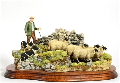 Lot 85 - Border Fine Arts 'The Crossing' (Shepherd, Sheep and Collie), model No. B0013 by Ray Ayres, limited