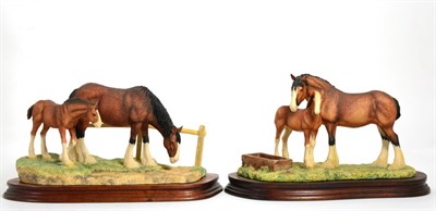 Lot 96 - Border Fine Arts Horse Models Comprising: 'Spring Pastures', (Clydesdale Mare and Foal), model...