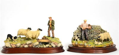 Lot 98 - Border Fine Arts 'Steady Lad, Steady' (Shepherd, Sheep and Collie), model No. JH90 by Ray...