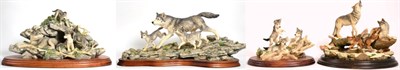 Lot 105 - Border Fine Arts Wolf Models Comprising: 'Free Spirits' (Wolf and two Cubs), model No. STW08 by...