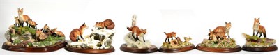 Lot 106 - Border Fine Arts Fox Models Including: 'Family Outing' (Vixen and five Cubs), model No. FT07 by...
