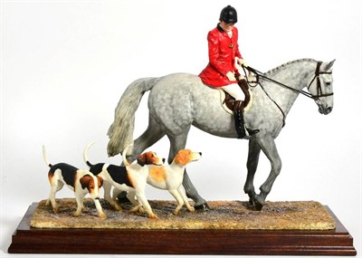Lot 117 - Border Fine Arts 'Hounds Away' (Huntsman, Horse and Hounds), model No. B1070A by Anne Wall, limited