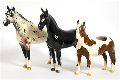 Lot 119 - Beswick Horses Comprising: Appaloosa Stallion, model No. H1772, Pinto Pony, model No. 1373, and...