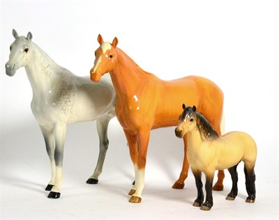 Lot 126 - Beswick Horses Comprising: Large Racehorse, model No. 1564, grey gloss and palomino gloss, together