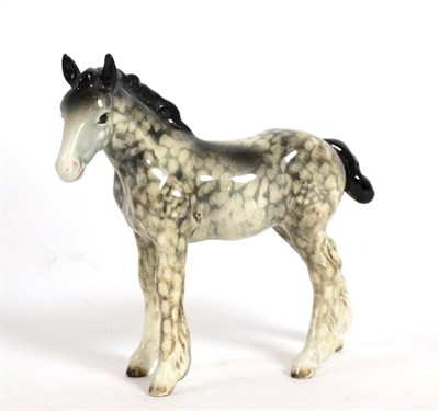 Lot 128 - Beswick Shire Foal (Small), model No. 1053, rocking horse grey gloss