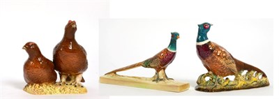 Lot 129 - Beswick Grouse (Pair), model No. 2063, red-brown gloss; together with Pheasant (Second...