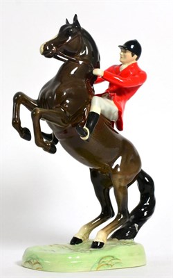 Lot 134 - Beswick Huntsman (On Rearing Horse), Style One, Second Version, model No. 868, brown gloss