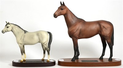 Lot 136 - Beswick Connoisseur Horses: Arkle, model No. 2065, bay matt, on wooden plinth and Arab...