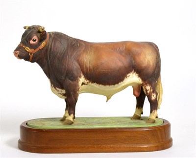 Lot 139 - Royal Worcester Dairy Shorthorn Bull ";Royal Event";, model No. RW3781 by Doris Lindner, on...