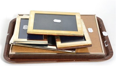 Lot 146 - Modern plated wares comprising two-handled tray, photograph frames, condiment set, Crystofle models
