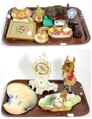 Lot 147 - Two trays, comprising collectable china, glass and other ornaments, including Durley fruit...