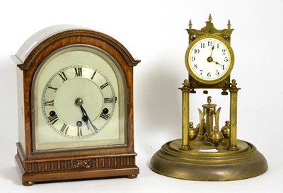 Lot 158 - A small chiming mantel clock and an anniversary mantel timepiece (dome lacking) (2)