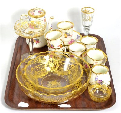 Lot 189 - Hammersley floral painted part coffee service and a group of decorative gilt glass